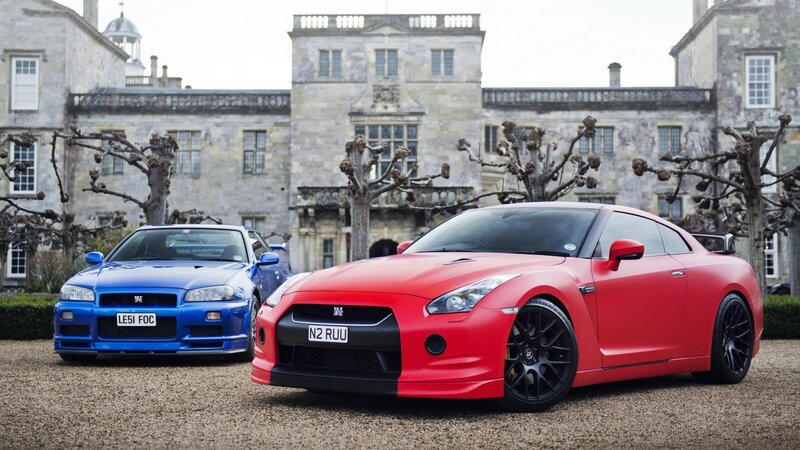 Two Nissan GT-R Cars — Red