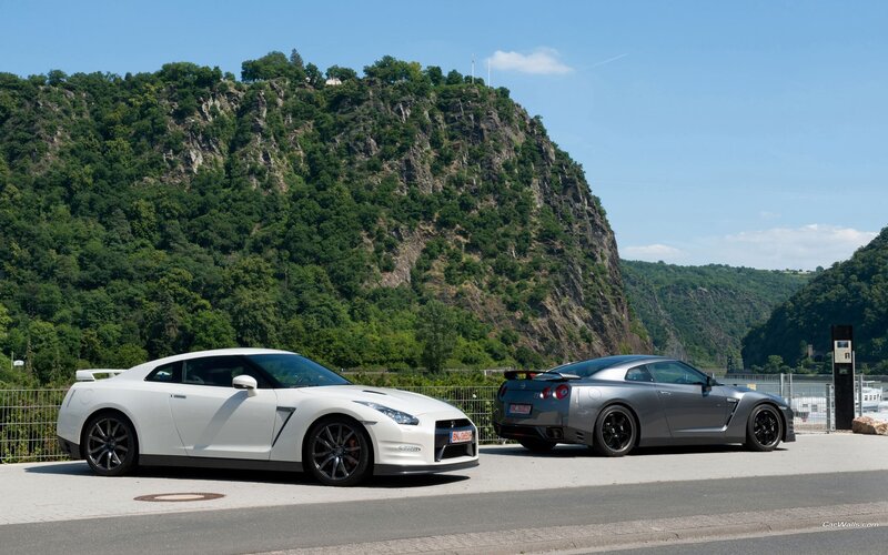 Two Nissan GT-R Cars — White