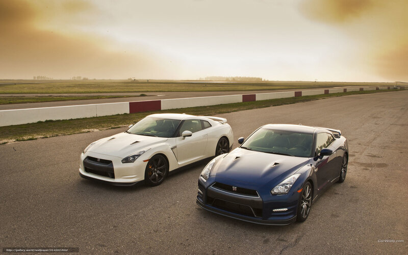 Two Nissan GT-Rs on a racetrack