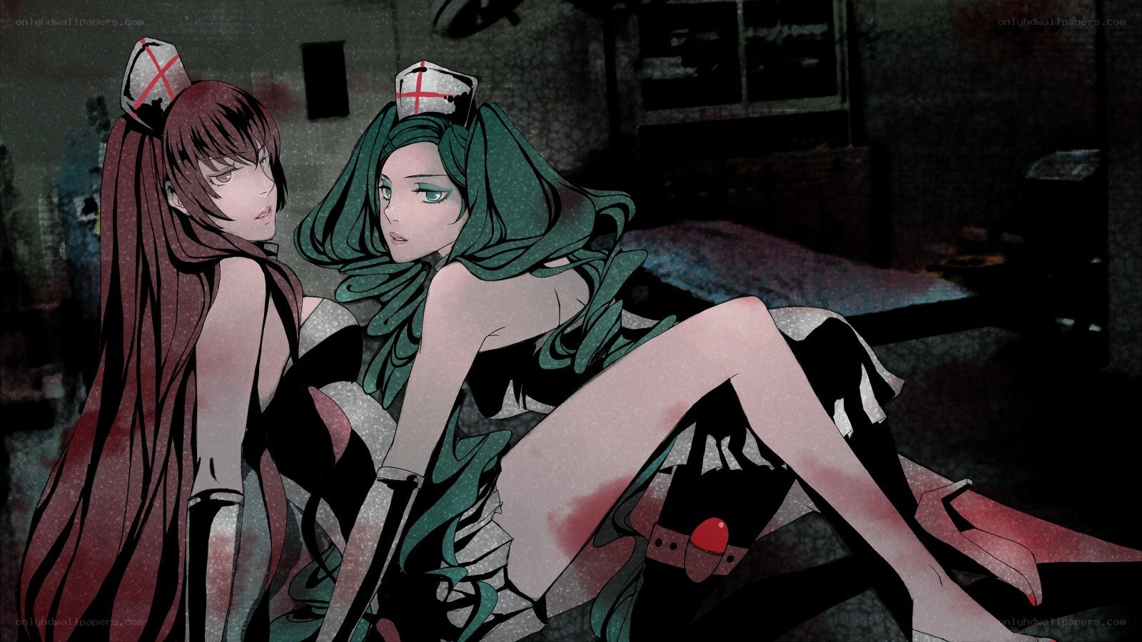 two nurses in a dark room