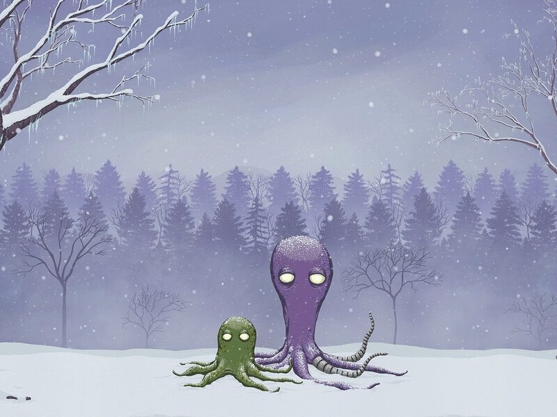 Two Octopuses in Snow