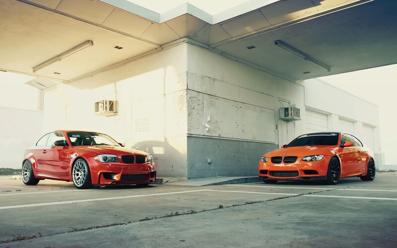 Two Orange BMW Cars — Dramatic