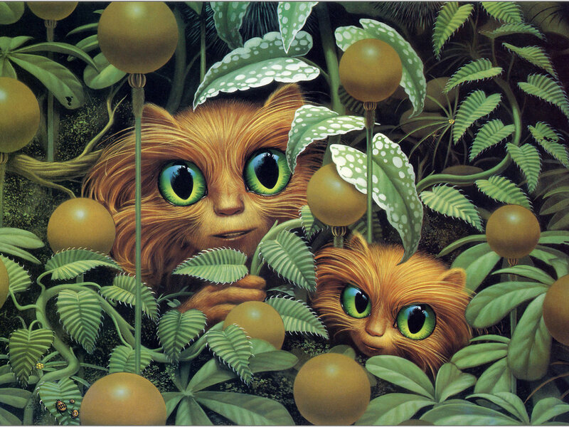 Two Orange Cats in Foliage