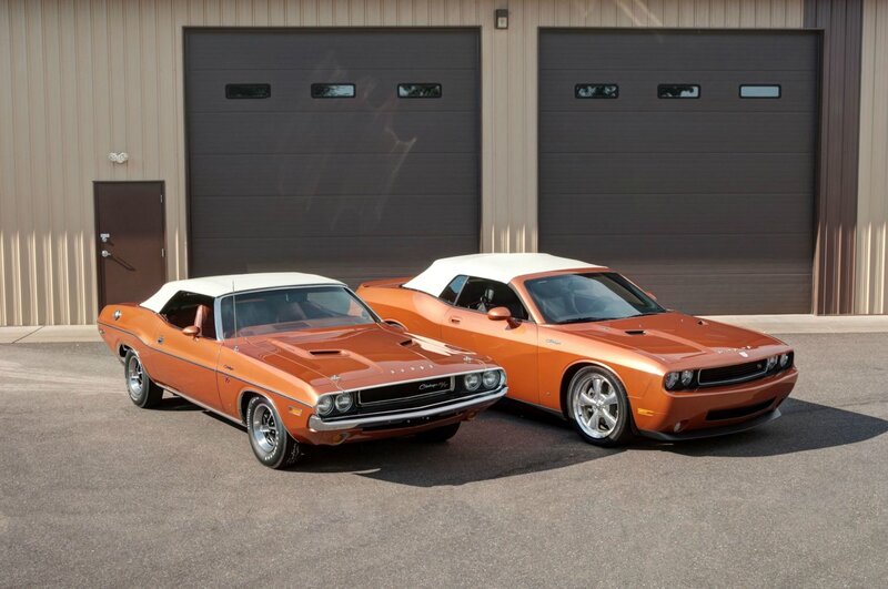 Two Orange Muscle Cars