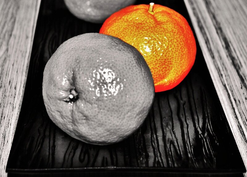 Two Oranges on Tray