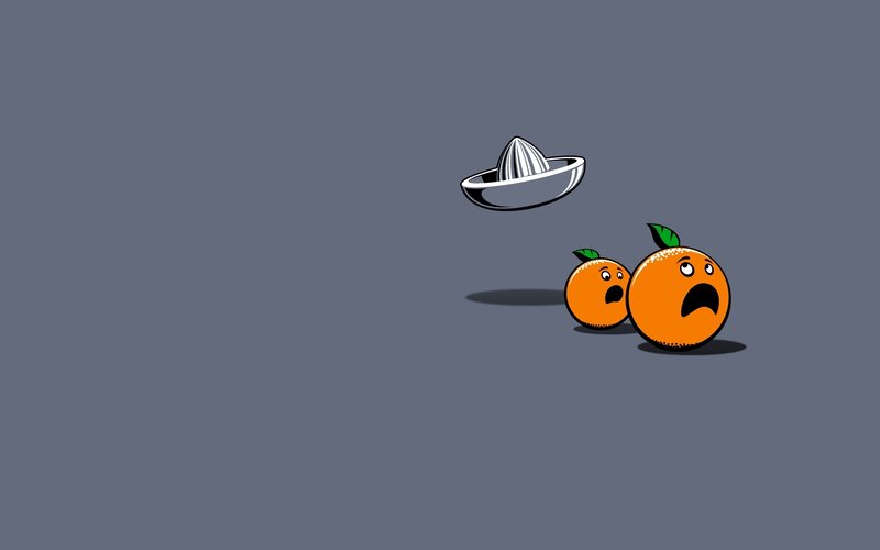 Two Oranges with Faces — Gray