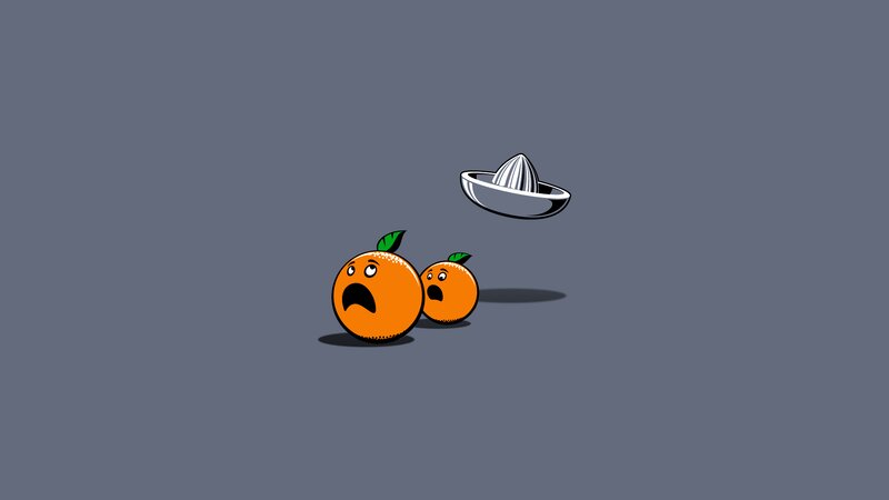 Two Oranges with Faces