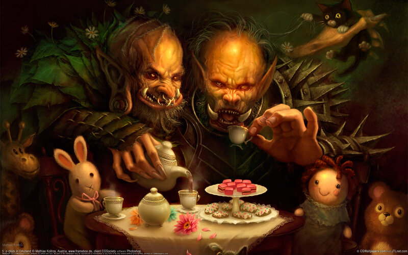 Two Orcs at Tea Party — Green