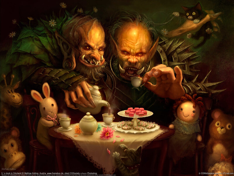 Two Orcs at Tea Party