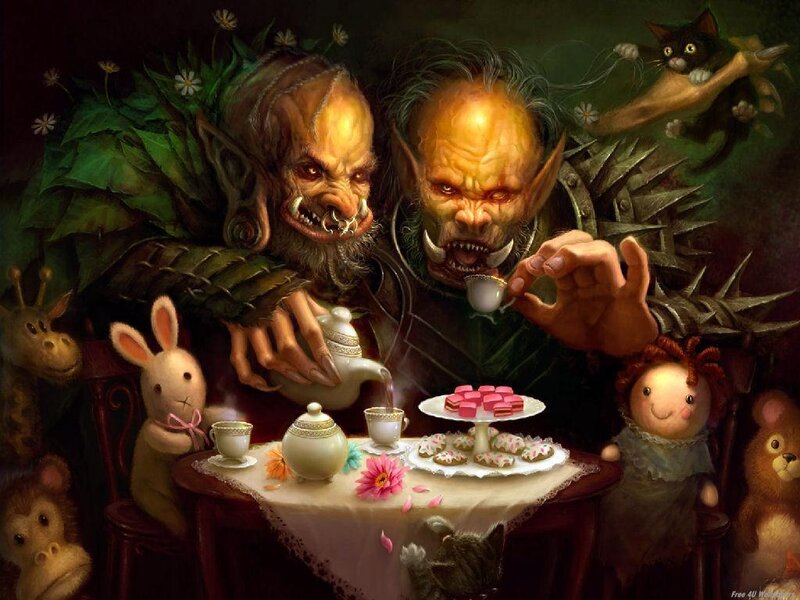 Two Orcs Having Tea — Green