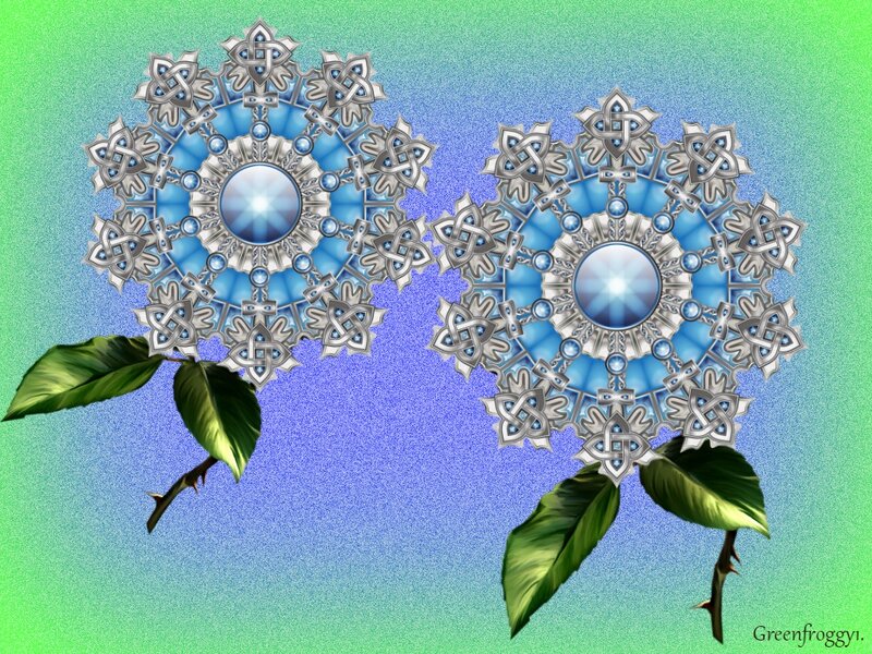 Two Ornate Snowflakes