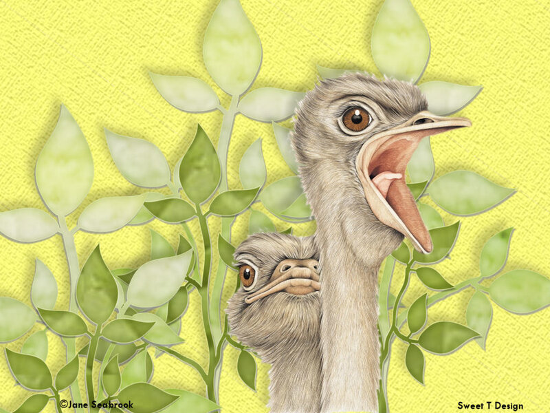 Two Ostriches in Foliage