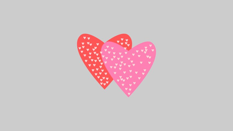 Two Overlapping Hearts — Red
