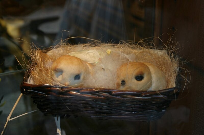 Two Owl Figurines in Nest