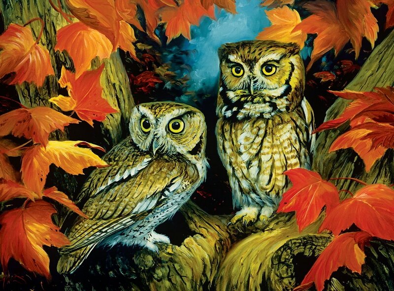 Two Owls in Autumn
