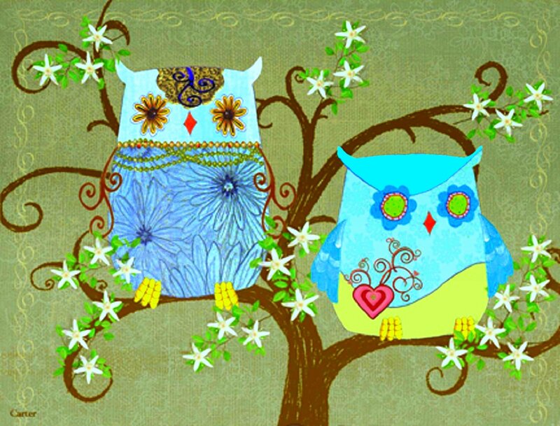 Two Owls on a Tree