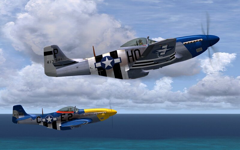 Two P-51 Mustang Planes — Blue, Calm