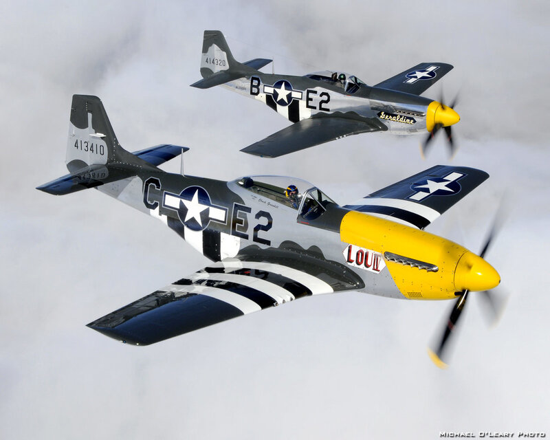 Two P-51 Mustang Planes — Gray, Dynamic