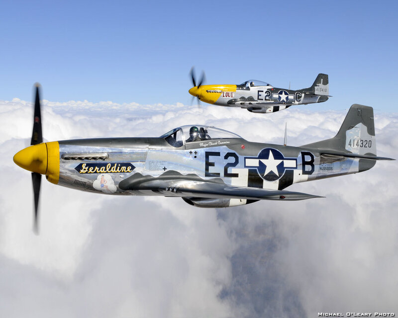 Two P-51 Mustang Planes — Silver