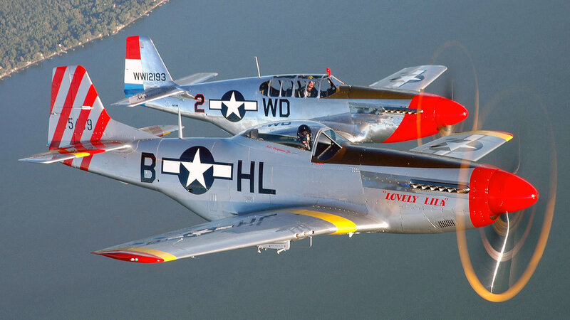 Two P-51 Mustangs in formation