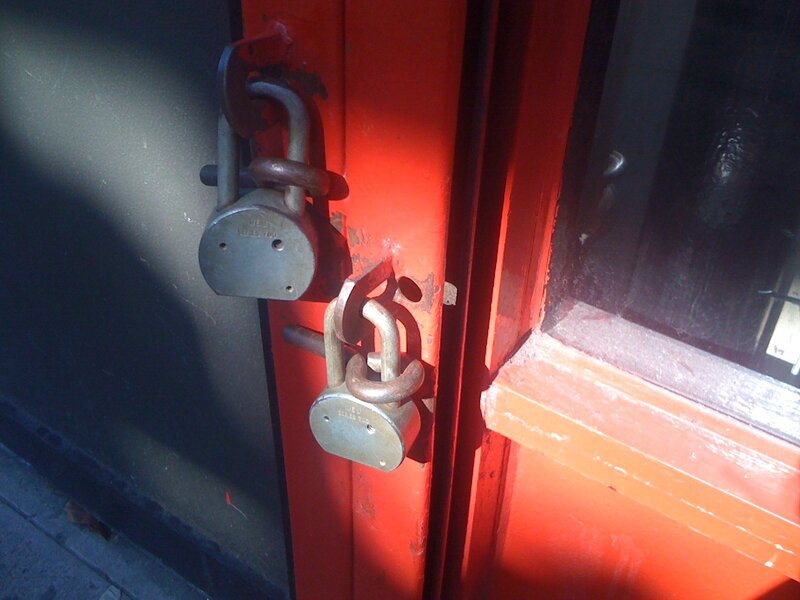 Two Padlocks on Door