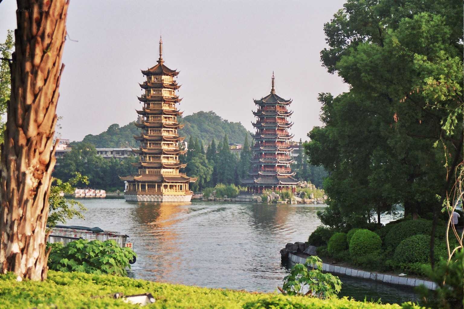 Two Pagodas in Guilin