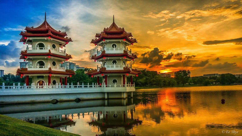 Two Pagodas on a Bridge