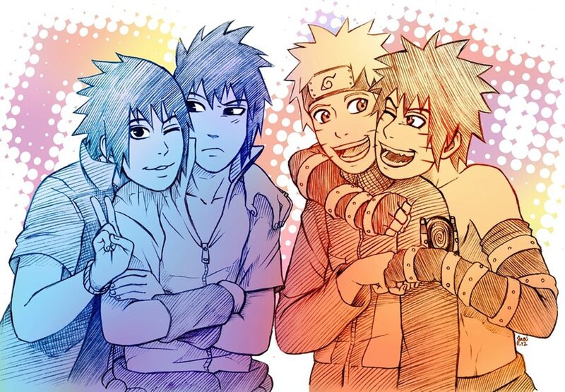 Two Pairs of Anime Characters — Blue