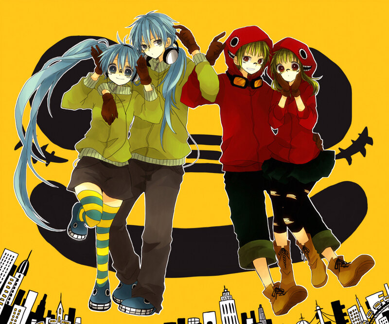 Two Pairs of Anime Characters — Yellow