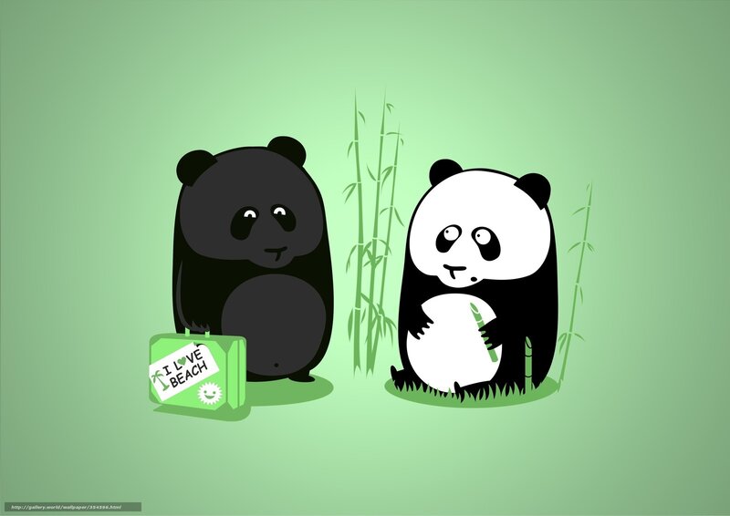 Two Pandas in Bamboo — Green