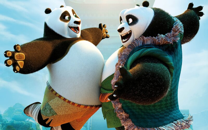 Two Pandas in Martial Arts Poses