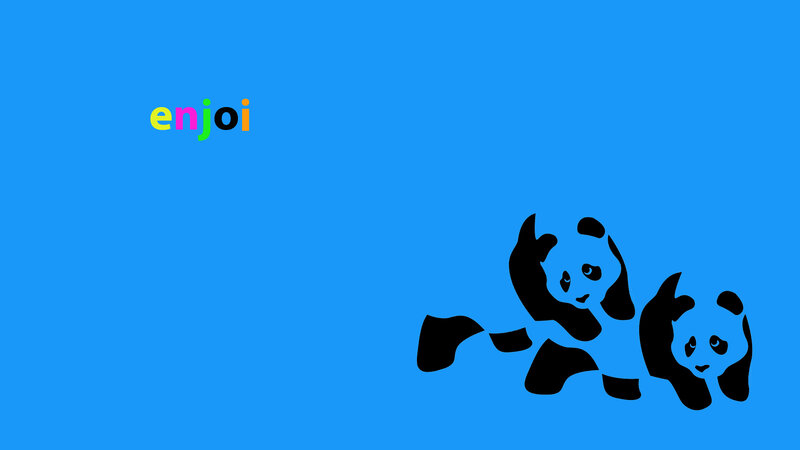 Two Pandas Playing — Blue