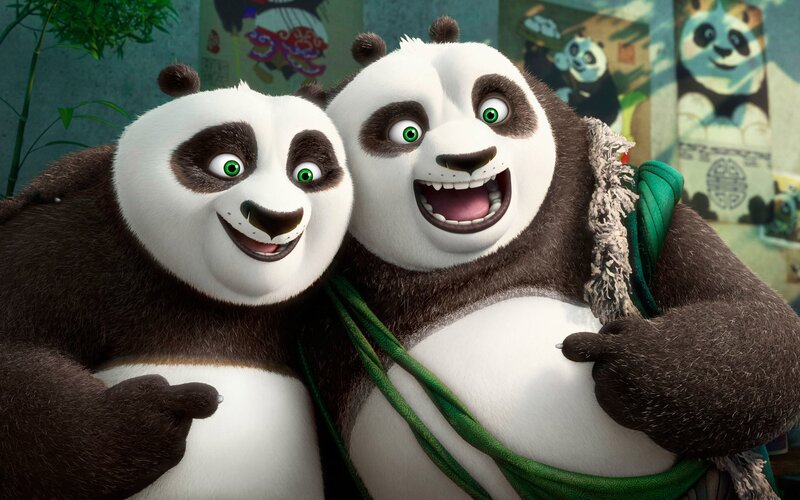 Two Pandas Smiling