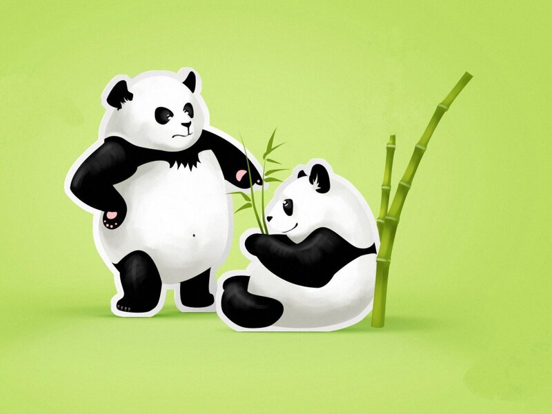 Two Pandas with Bamboo