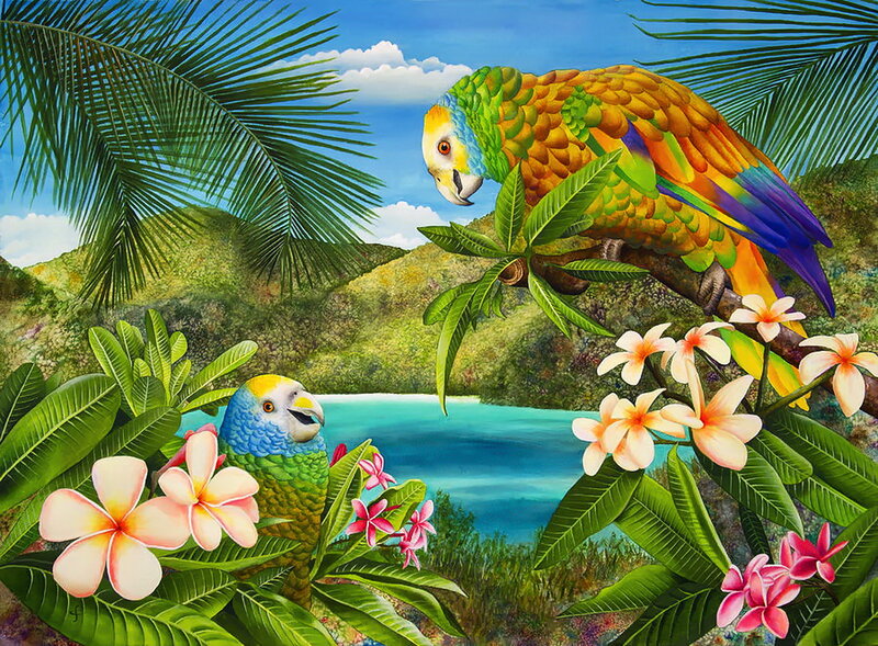Two Parrots in Jungle