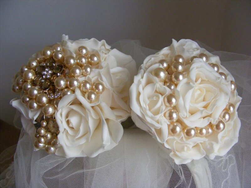 Two Pearl-embellished Bouquets