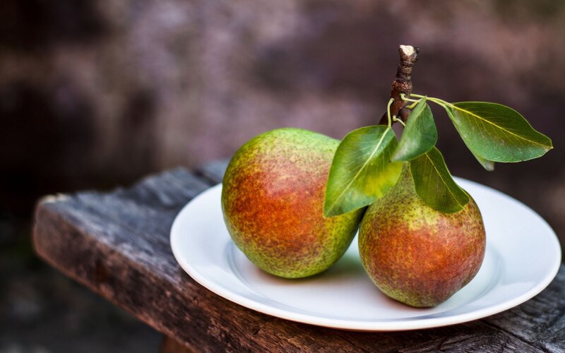 Two Pears on a Plate — Green, Calm