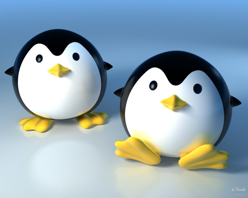 Two Penguin Figurines — Blue