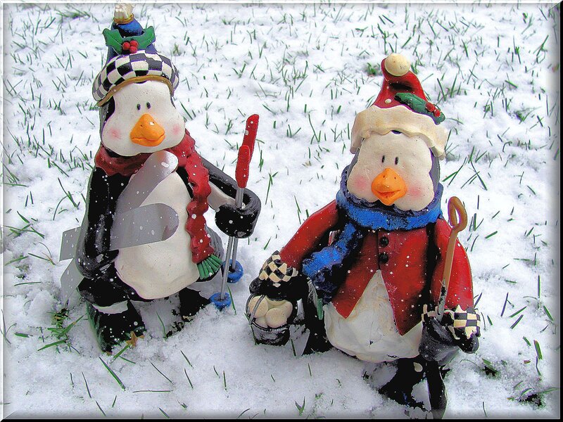 Two Penguin Figurines — White