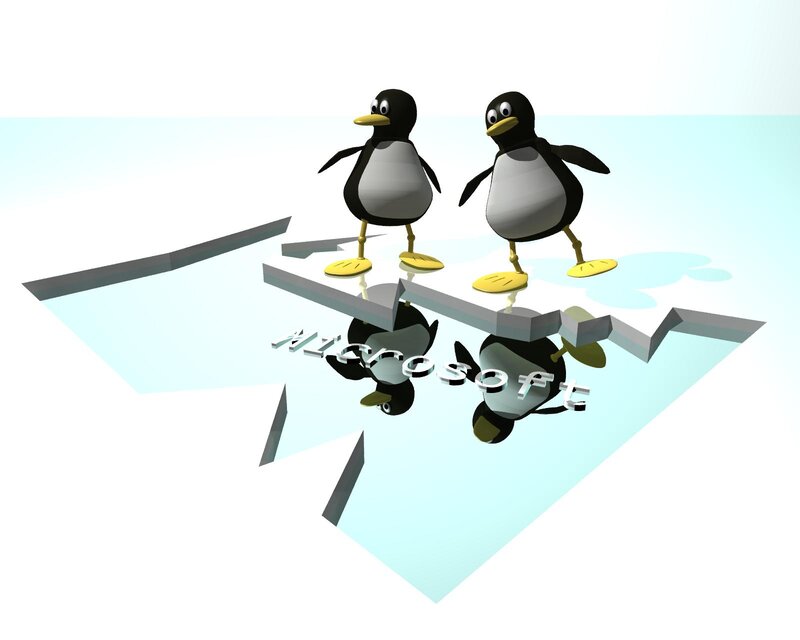 Two Penguins on Ice — White