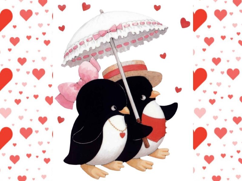 Two Penguins under Umbrella