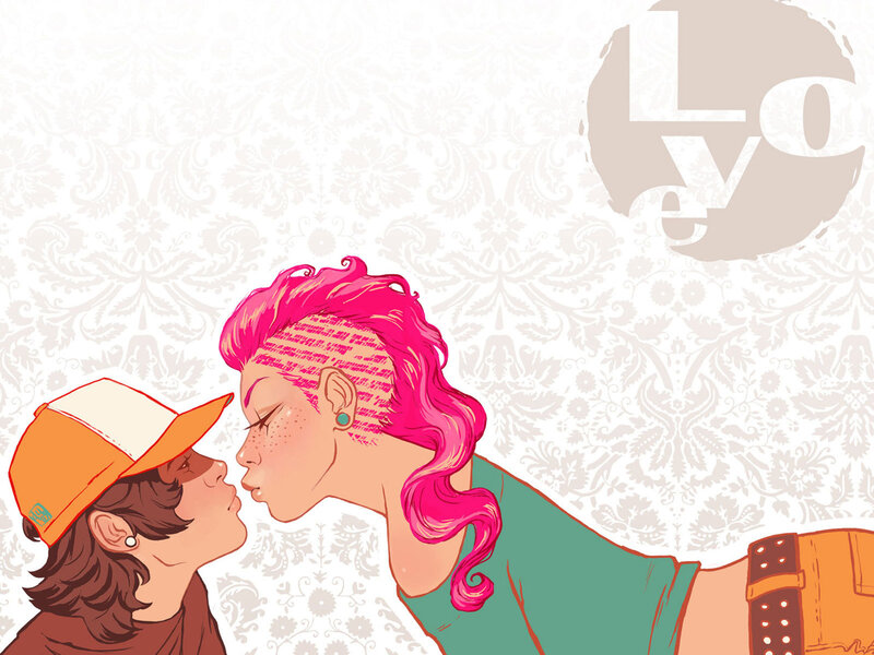 Two people about to kiss