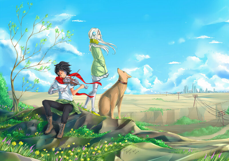 Two People and a Dog
