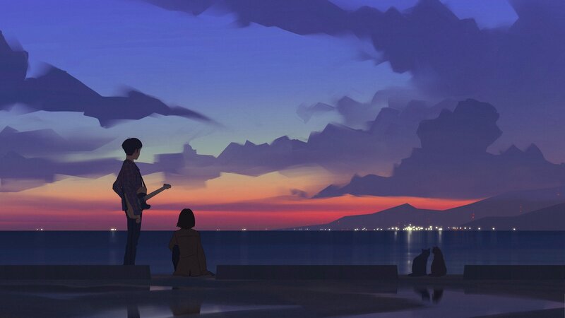 Two People and Two Cats