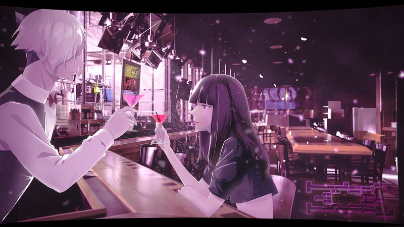 Two People at a Bar — Purple