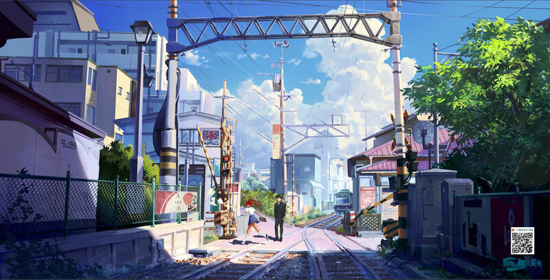 Two People at a Railway Crossing