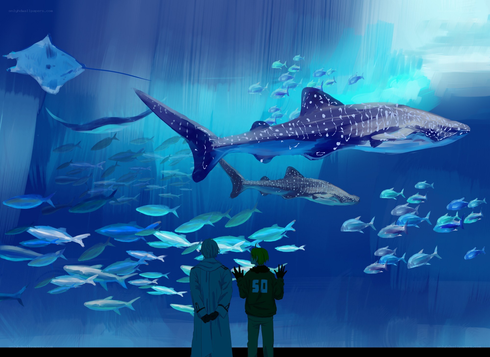 Two people at aquarium