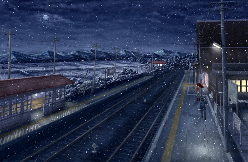 Two People at Train Station