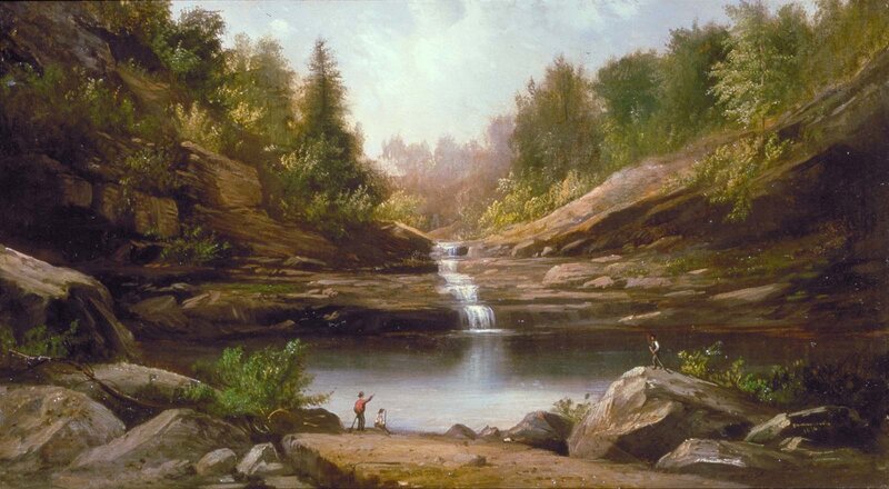Two People by a Waterfall