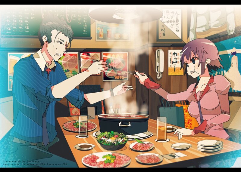 Two People Eating Hot Pot